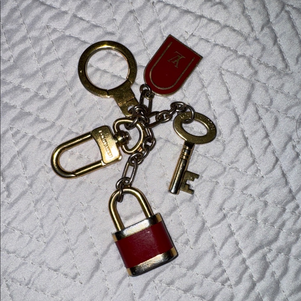 Louis Vuitton Gold and Red Keychain Set